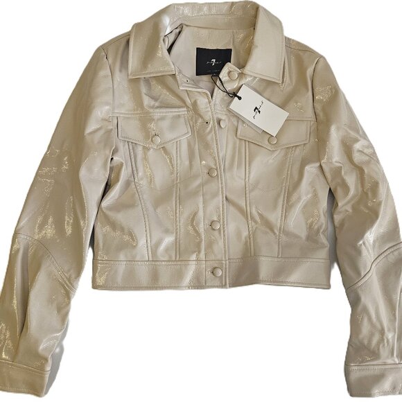 Seven for Mankind Women's Vegan Leather Jacket - NWT - Size Small - Beige - Picture 1 of 5